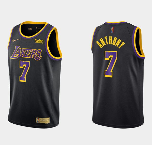 Men's Balck Earned Edition Los Angeles Lakers #7 Carmelo Anthony Stitched Basketball Jersey
